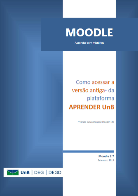 Capa do livro moodle: como acessar a versão antiga da plataforma aprender unb